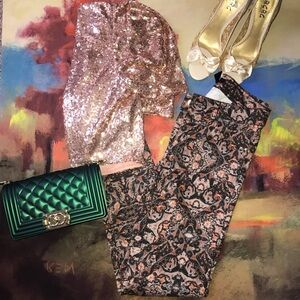 H&M | Orange & Grey Paisley Printed Jeans